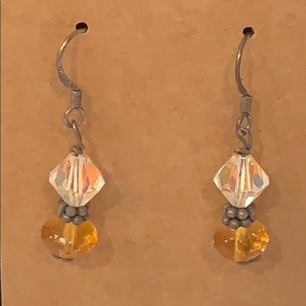 Sterling silver glass crystal beads dangle drop